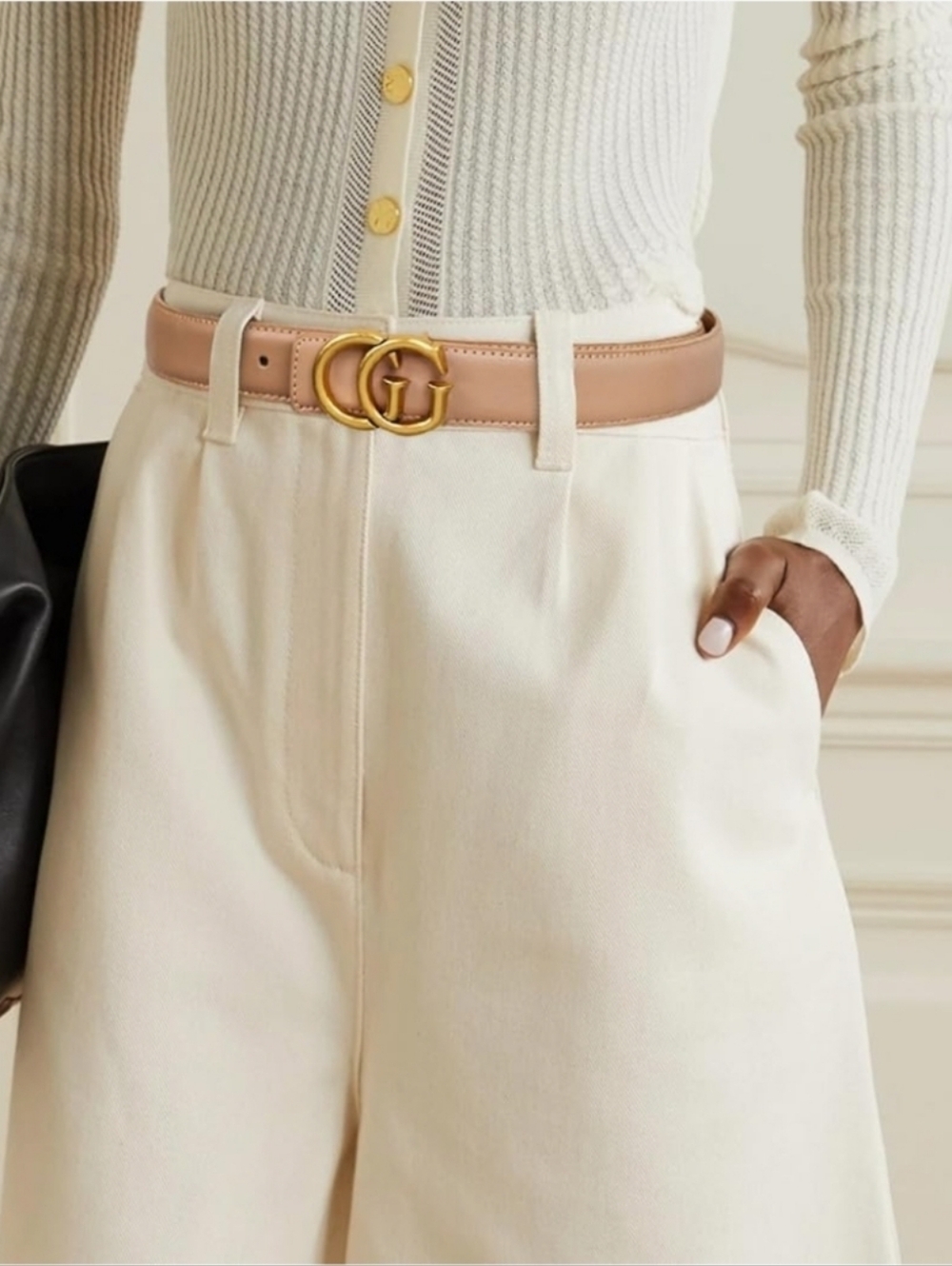 Elegant Pink Vegan Leather Belt with Gold Buckle
